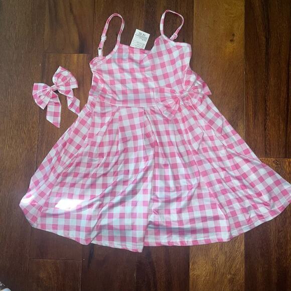 Pink Plaid Dress Costume for Girls 5-6 yrs - Picture 1 of 4